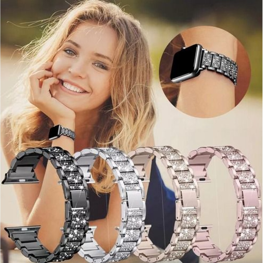 Bling Crystal Strap For Apple IWatch Stainless Steel Watch Band Case Compatible With Apple Watch Ul