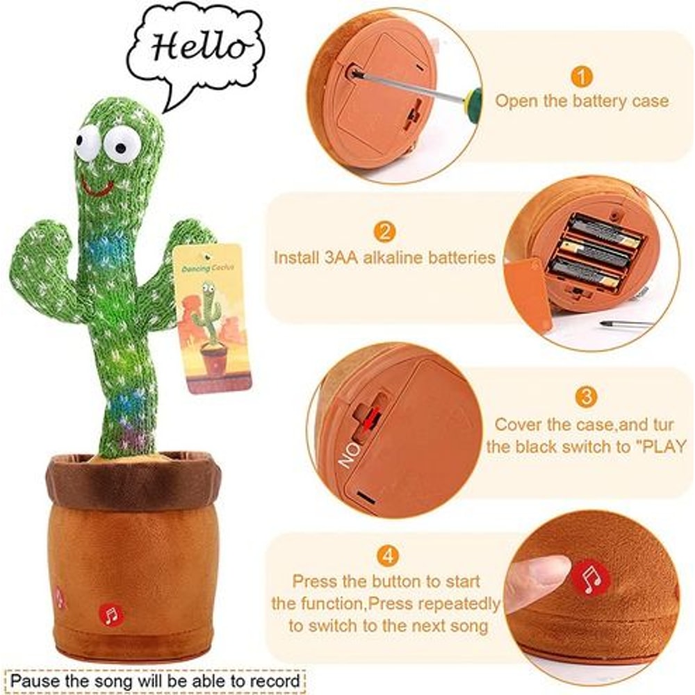 Electronic Dancing Cactus Toy Plush Talking Doll With Recording Feature 120 English Songs Perfect G 4