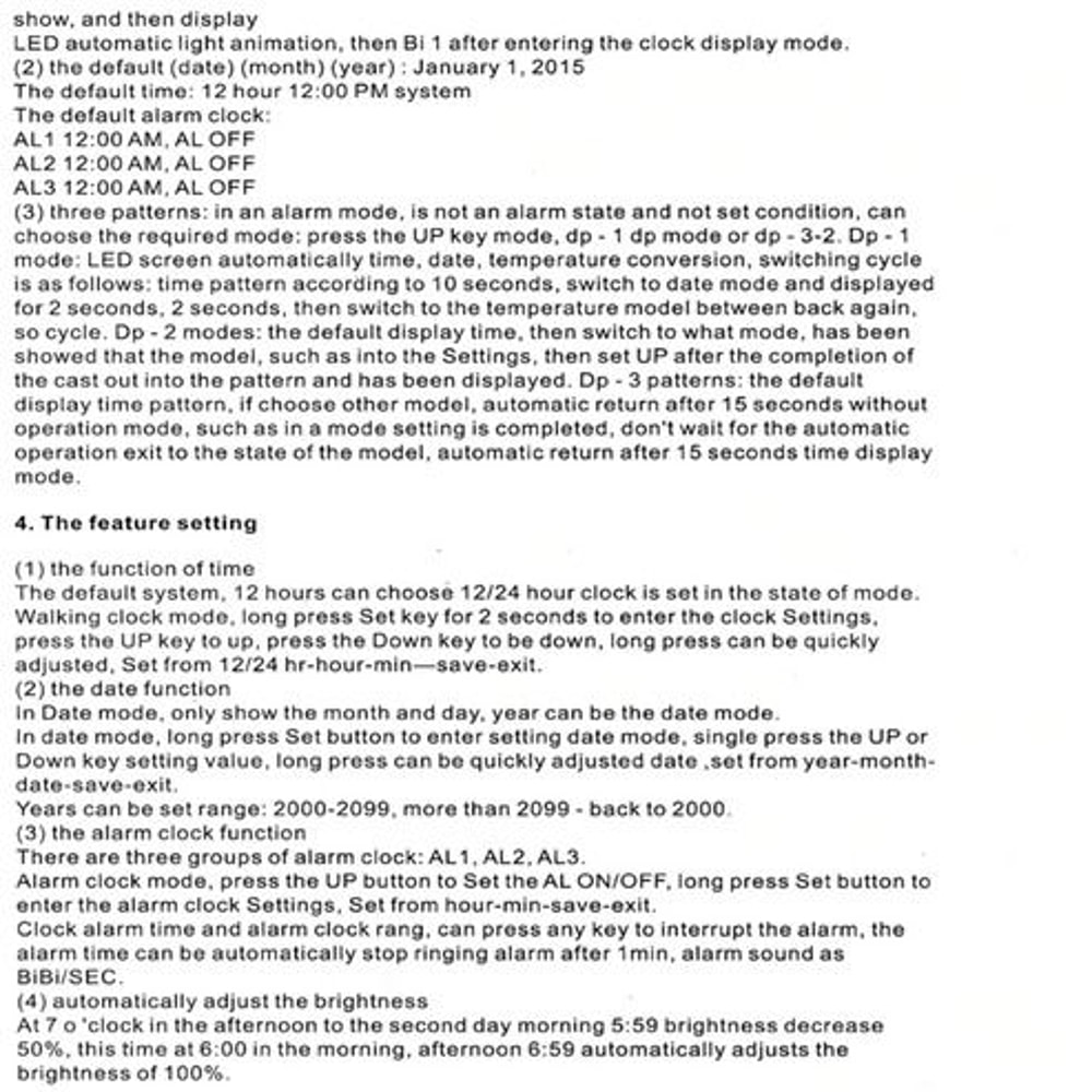 LED Big Wall Clock USB Powered Digital Alarm Snooze Function Auto Brightness 14