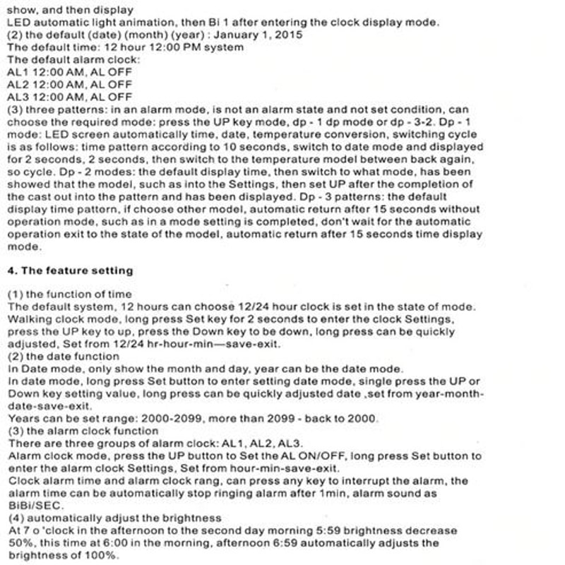 LED Big Wall Clock USB Powered Digital Alarm Snooze Function Auto Brightness 14