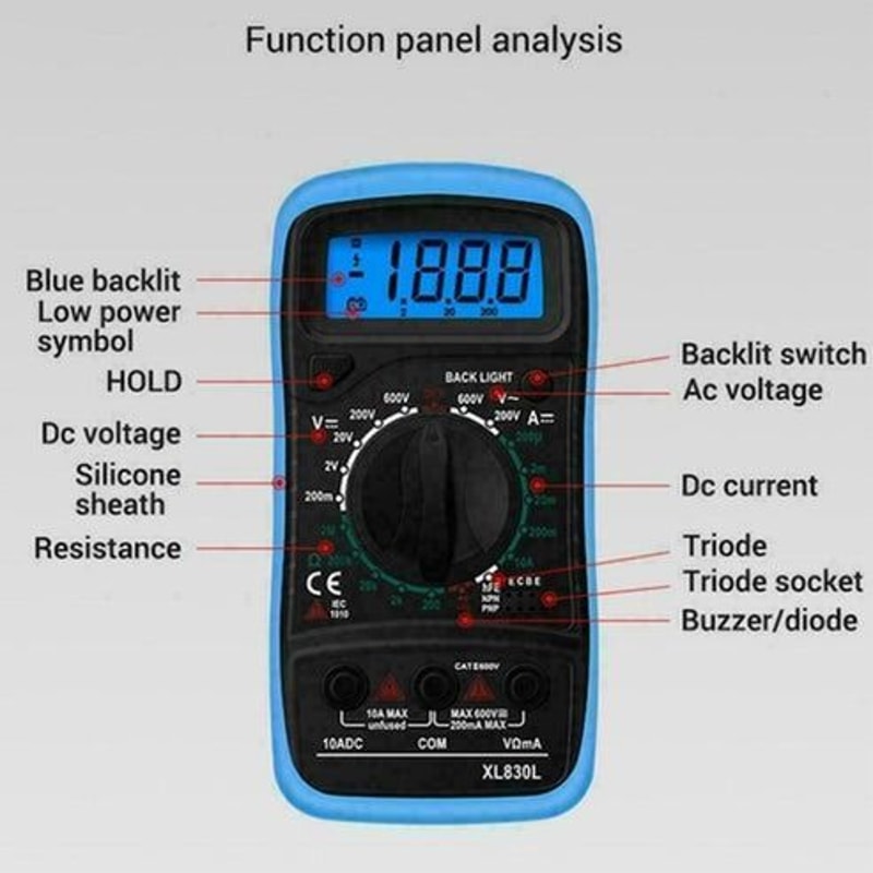 Digital Multimeter AC DC Voltmeter Ammeter Ohmmeter Voltage Tester For Accurate Electrical Measurem 2
