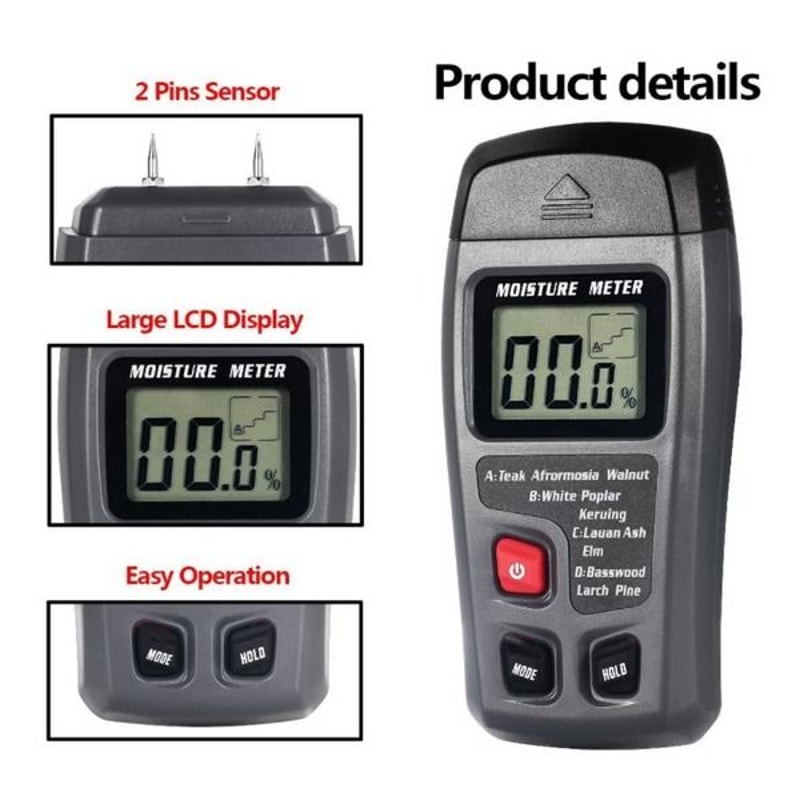 Wood Moisture Meter Detector Digital LCD Tester For Firewood Wood Paper Cardboard Accurate Moistur 5