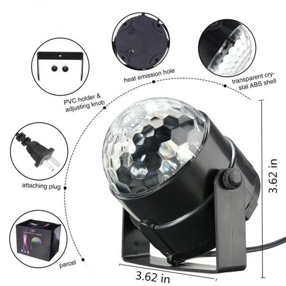 LED DJ Ball Dance Lamp Sound Activated Disco Party Lights Strobe Bulb For Decoration 6