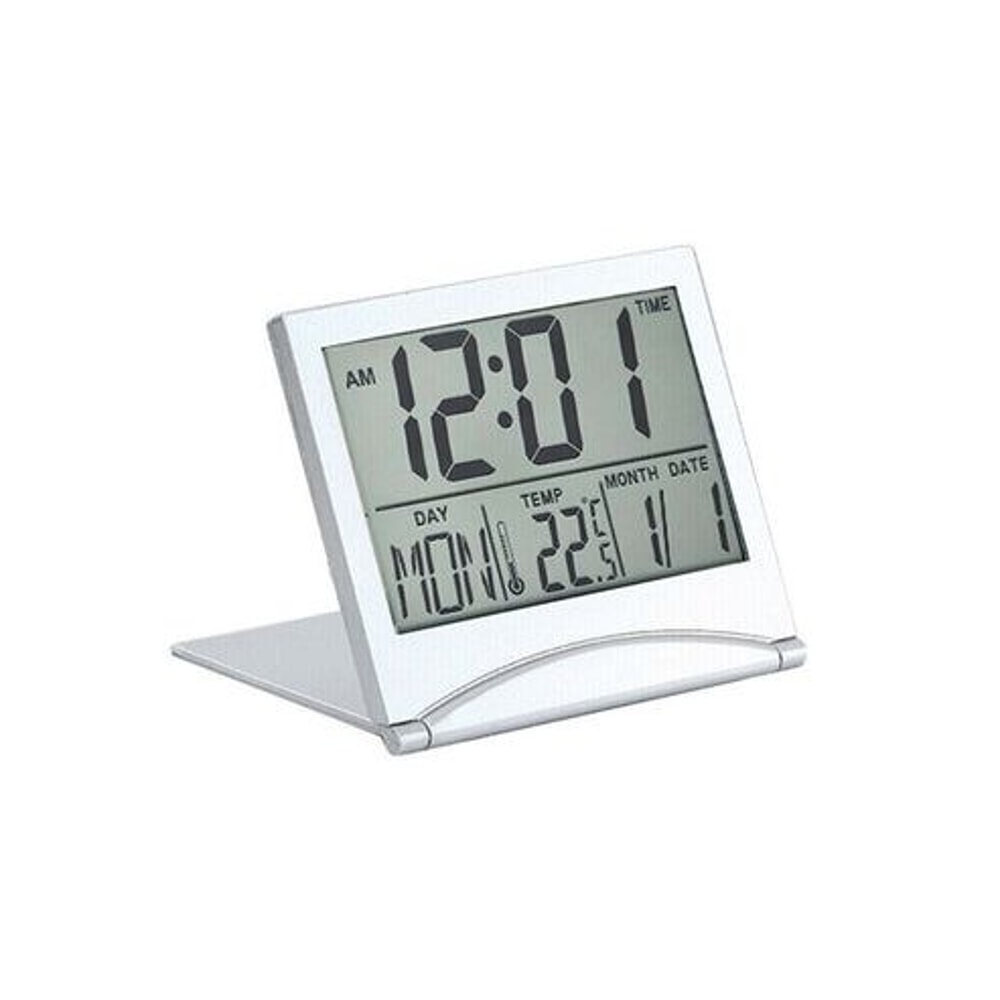 Compact Digital Travel Alarm Clock LCD Temperature Display Foldable Desk Timer 4