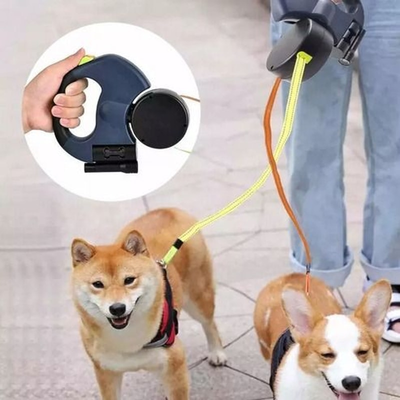 Reflective Dual Pet Leash Retractable 360 Swivel Double Dog Walking Lead 0