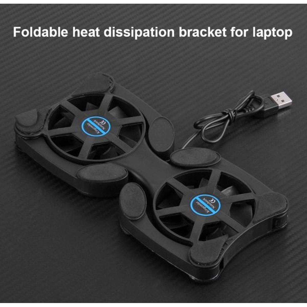 Foldable Slim Fans Cooler Stand Dual USB Cooling Fan Pad For Laptop PC Notebook 14