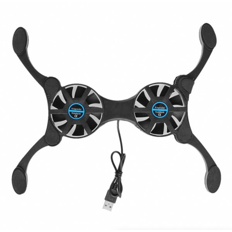 Foldable Slim Fans Cooler Stand Dual USB Cooling Fan Pad For Laptop PC Notebook 15