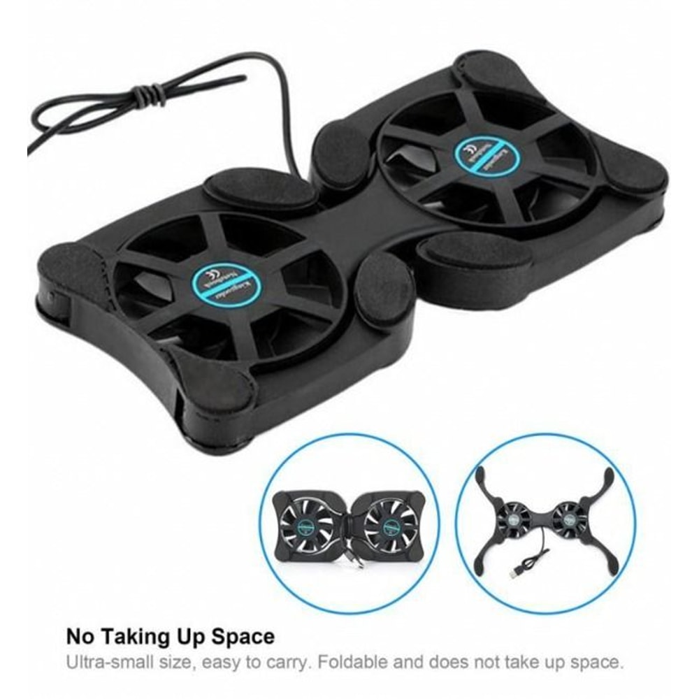 Foldable Slim Fans Cooler Stand Dual USB Cooling Fan Pad For Laptop PC Notebook 17