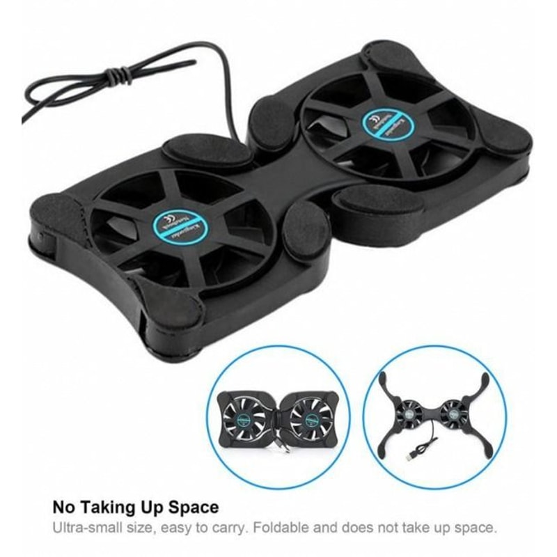 Foldable Slim Fans Cooler Stand Dual USB Cooling Fan Pad For Laptop PC Notebook 17