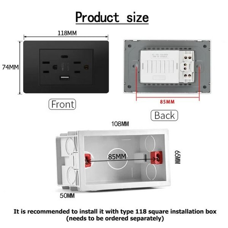 Power Socket Charger AC Dual USB Wall Outlet Port Receptacle Plate Panel 3