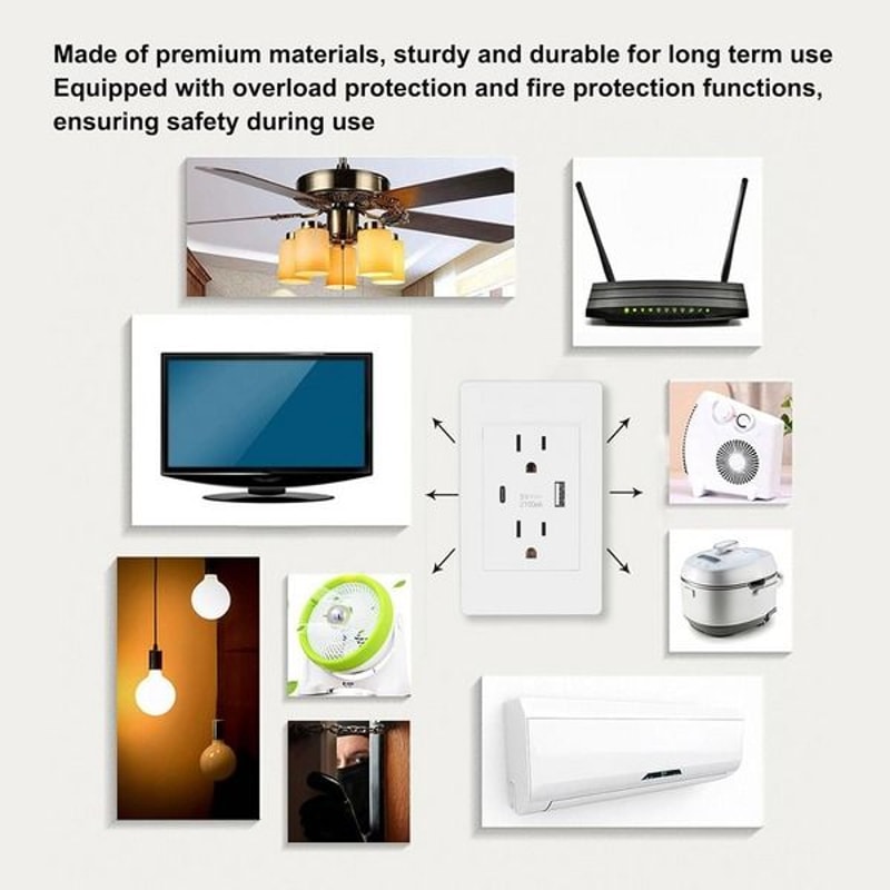 Power Socket Charger AC Dual USB Wall Outlet Port Receptacle Plate Panel 6