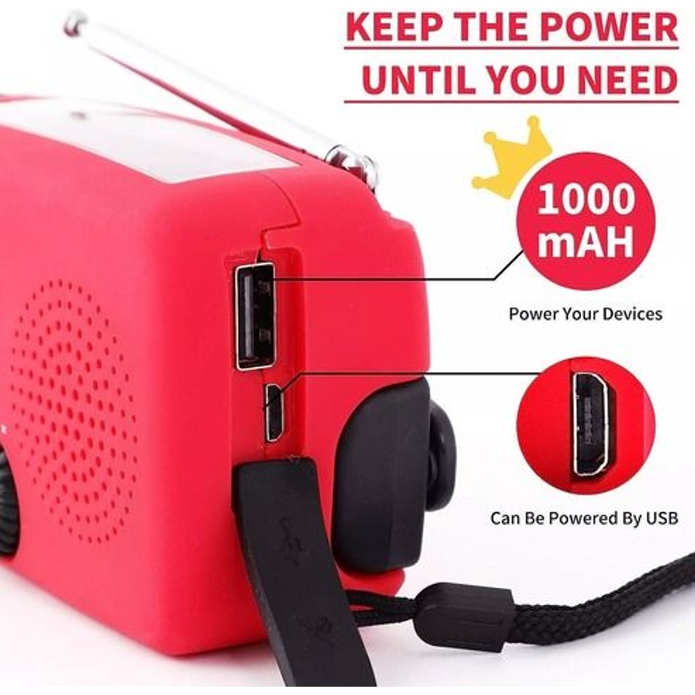 Solar Hand Crank Emergency Radio Power Bank Weather Alerts LED Flash Light Portable Charging 7
