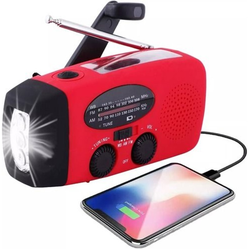 Solar Hand Crank Emergency Radio Power Bank Weather Alerts LED Flash Light Portable Charging 8
