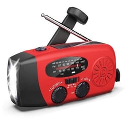 solar hand crank emergency radio, power bank, weather alerts, led flash light, portable charging