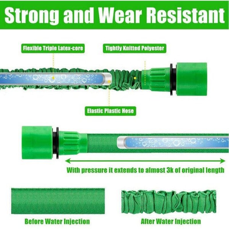 Flexible Garden Water Hose W Spray Nozzle Expanding Expandable Hose For Easy Outdoor Watering 1