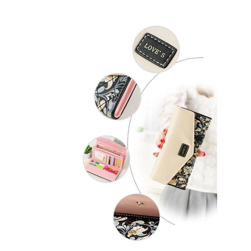 Fashion Women Leather Clutch Wallet RFID Blocking Long Card Holder Purse Bag Handbag For Modern Wom 8