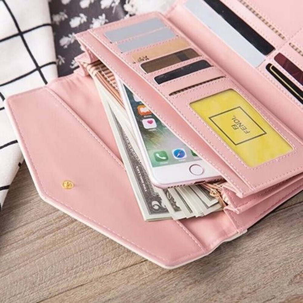 Fashion Women Leather Clutch Wallet RFID Blocking Long Card Holder Purse Bag Handbag For Modern Wom 11
