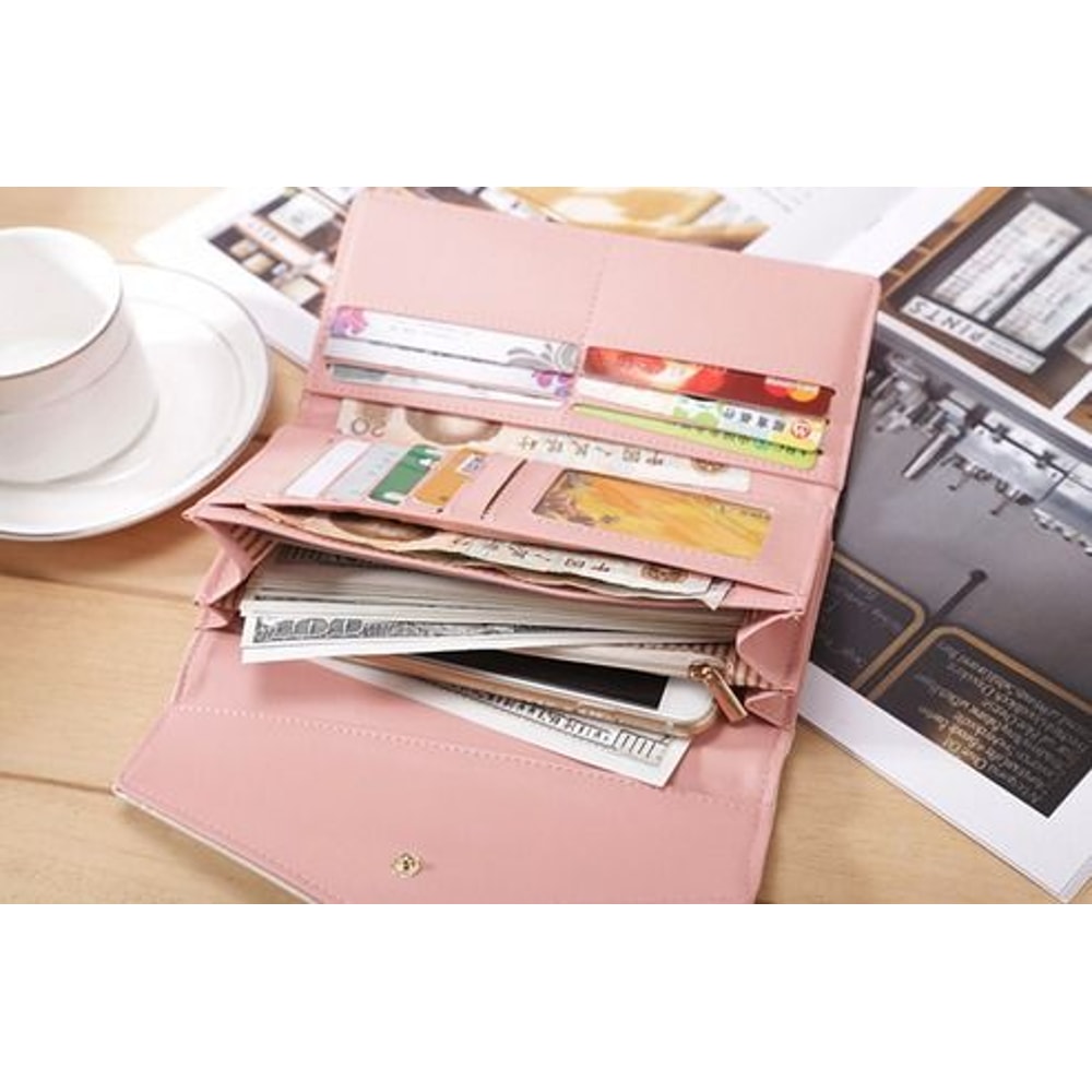 Fashion Women Leather Clutch Wallet RFID Blocking Long Card Holder Purse Bag Handbag For Modern Wom 7