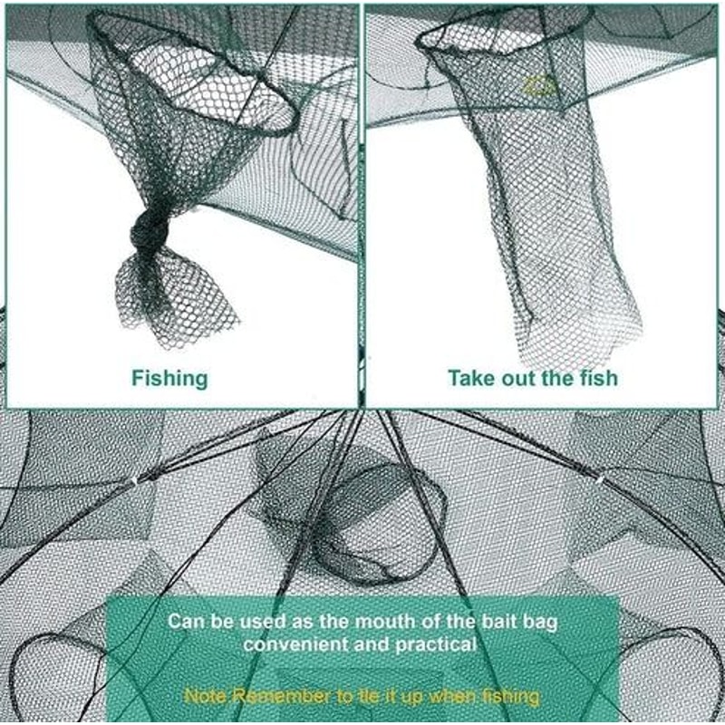 Foldable Fishing Bait Trap Crab Net For Crawdad Shrimp Minnow Fish Cage Easy To Use Portable New 3