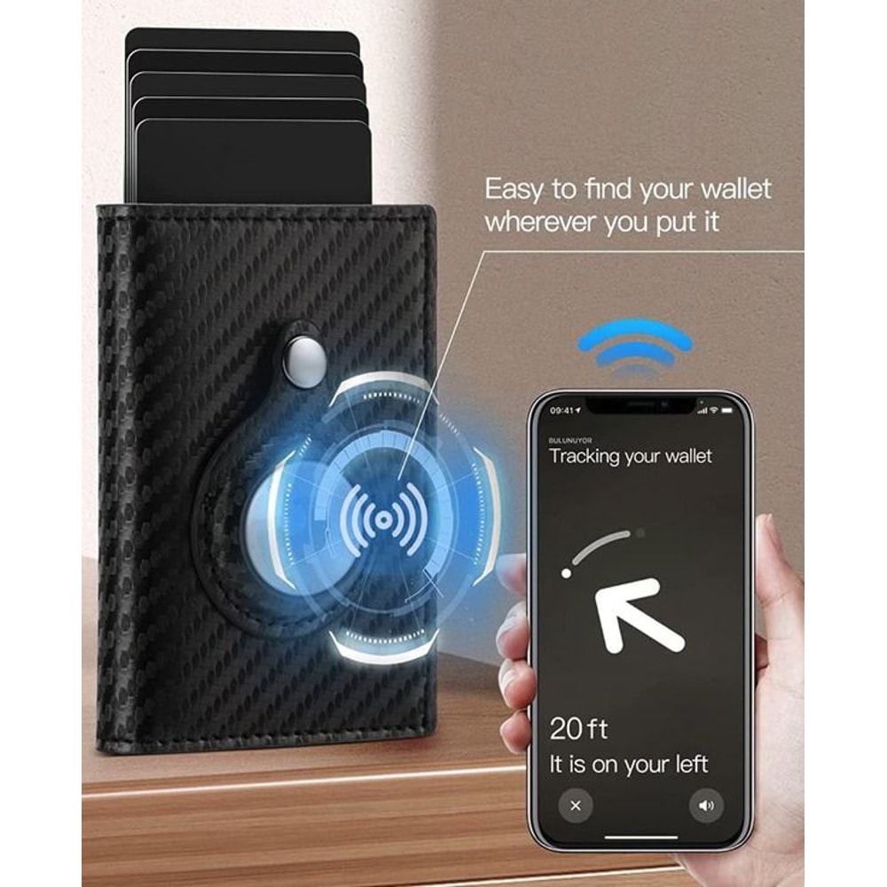 Genuine Leather Credit Card Holder For Airtag Wallet Case Magnetic Air Tag Cover 2