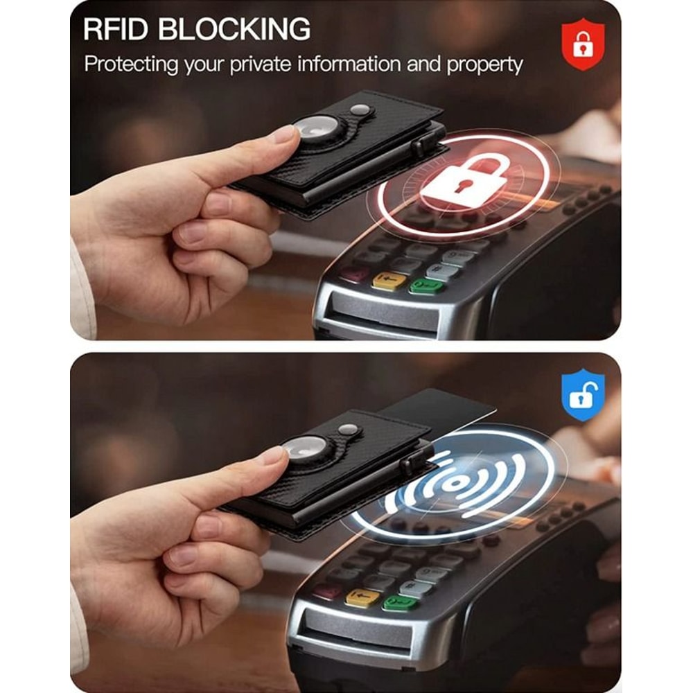 Genuine Leather Credit Card Holder For Airtag Wallet Case Magnetic Air Tag Cover 3