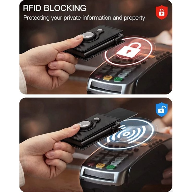 Genuine Leather Credit Card Holder For Airtag Wallet Case Magnetic Air Tag Cover 3