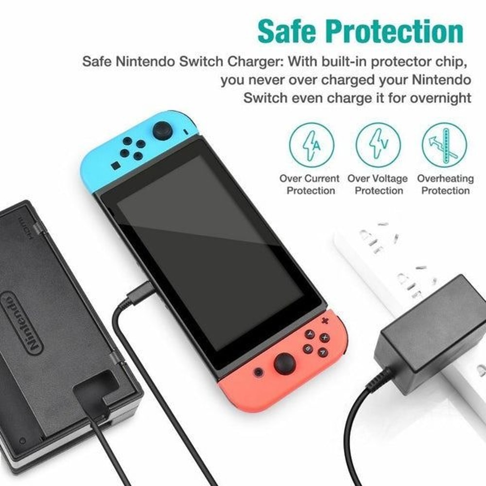 For Nintendo Switch AC Power Supply Adapter Home Wall Travel Charger Cable Fast Charging 1