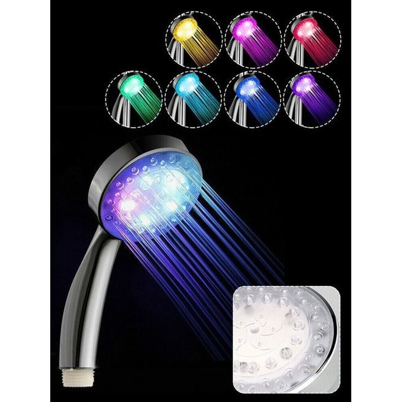 Color Changing LED Light Shower Head Handheld Water Bath Glow Bathroom Accessory 0