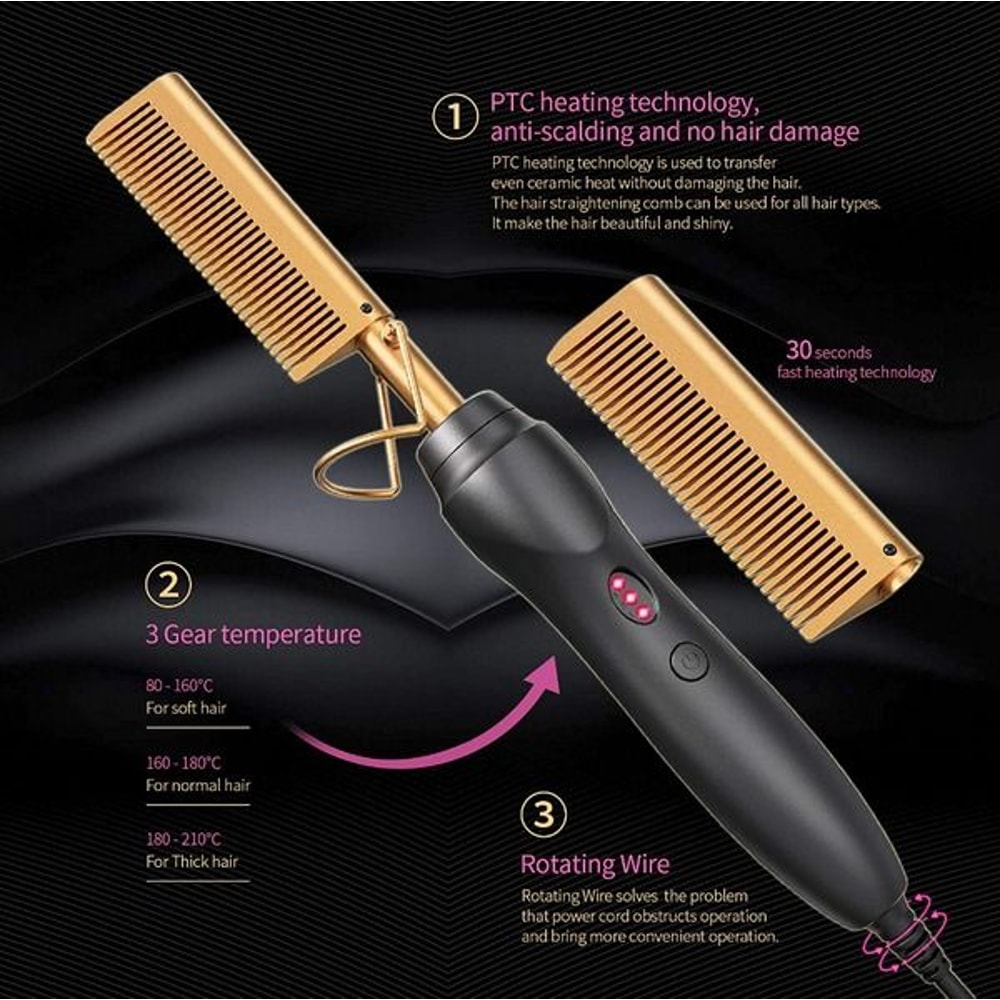 Electric Beard Straightening Comb Hair Straightener Comb Pro Hot Comb Press For Quick Styling 8