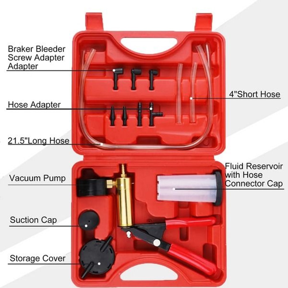 Brake Fluid Bleeder Hand Held Vacuum Pressure Pump Tester Set Bleeding Kit Box For Auto Repair 1