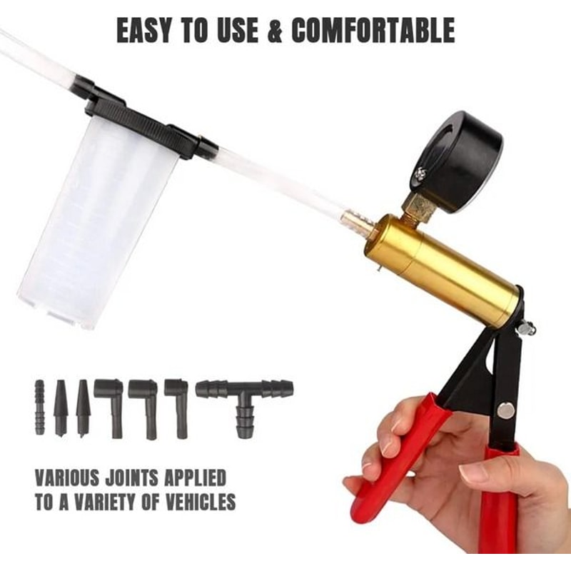 Brake Fluid Bleeder Hand Held Vacuum Pressure Pump Tester Set Bleeding Kit Box For Auto Repair 2