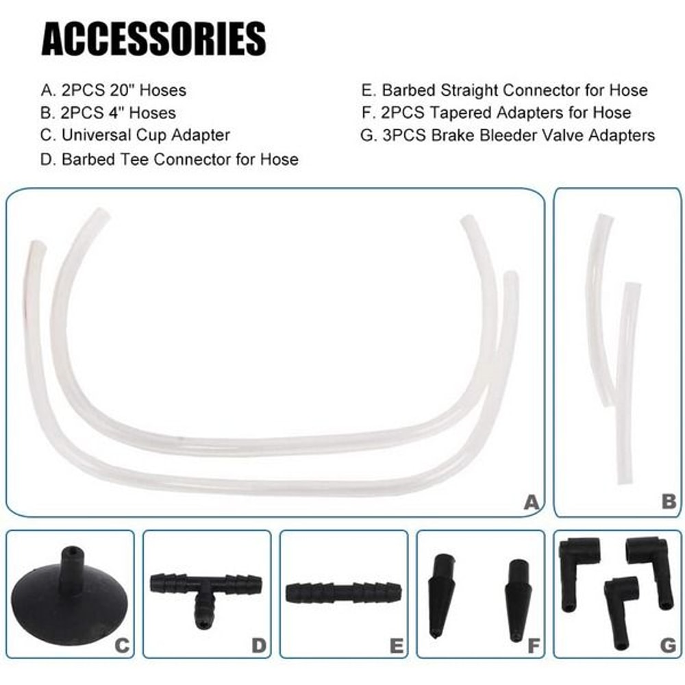 Brake Fluid Bleeder Hand Held Vacuum Pressure Pump Tester Set Bleeding Kit Box For Auto Repair 8