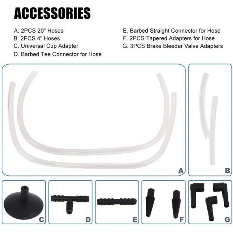 Brake Fluid Bleeder Hand Held Vacuum Pressure Pump Tester Set Bleeding Kit Box For Auto Repair 8
