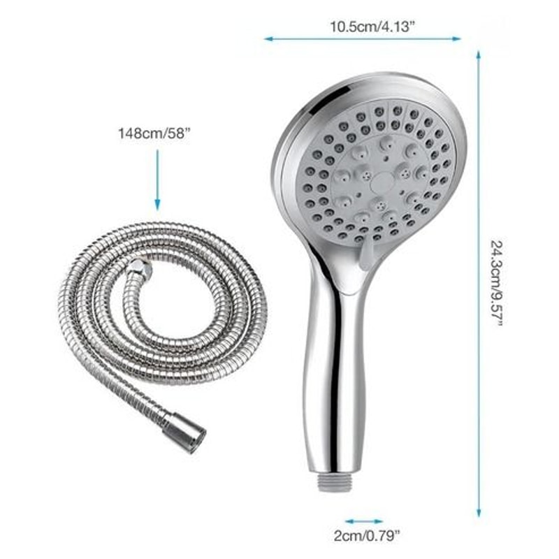 Handheld High Pressure Shower Head Hose SelfCleaning Chrome Finish Upgrade Your Shower Experience 13