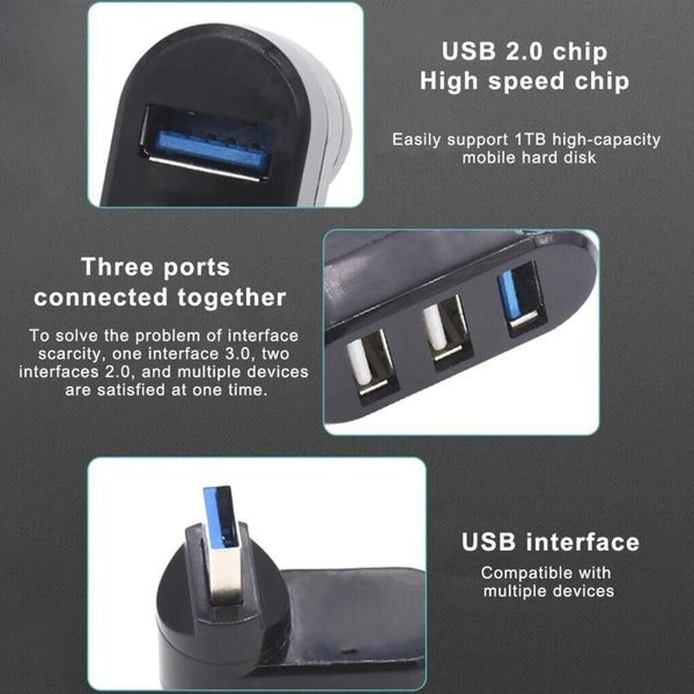 3 Port USB Hub High Speed Multi HUB Splitter Expansion For Desktop PC And Laptop Adapter 4