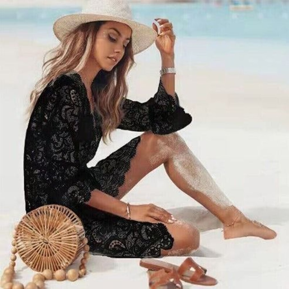Boho Lace Bathing Suit Cover Up Maxi Sundress Dress For Women Summer Beach Wedding Cover Up Elegant 1