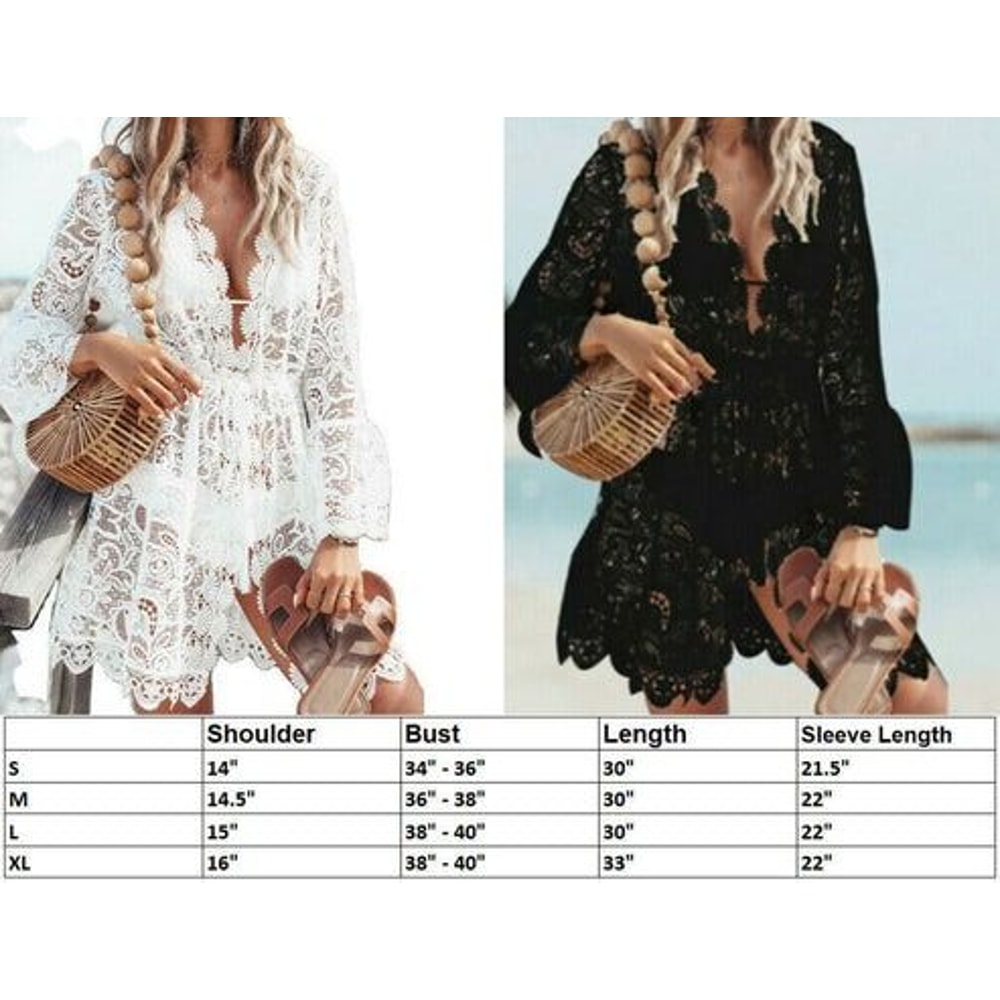 Boho Lace Bathing Suit Cover Up Maxi Sundress Dress For Women Summer Beach Wedding Cover Up Elegant 2