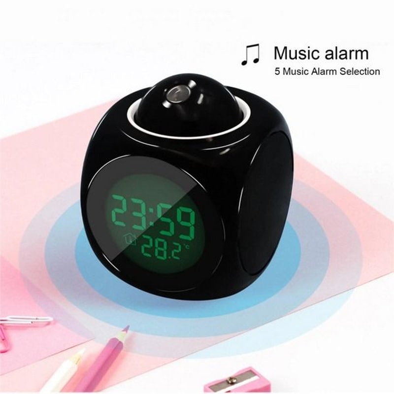 Digital LCD LED Projection Alarm Clock Voice Talking Weather Snooze USB Charging Perfect For Bedro