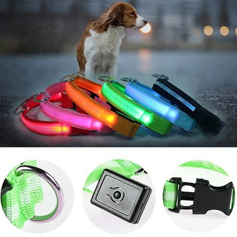 Waterproof LED Dog Collar Blinking Flashing Light Up Glow For Pets Adjustable Enhanced Safety At Ni 2