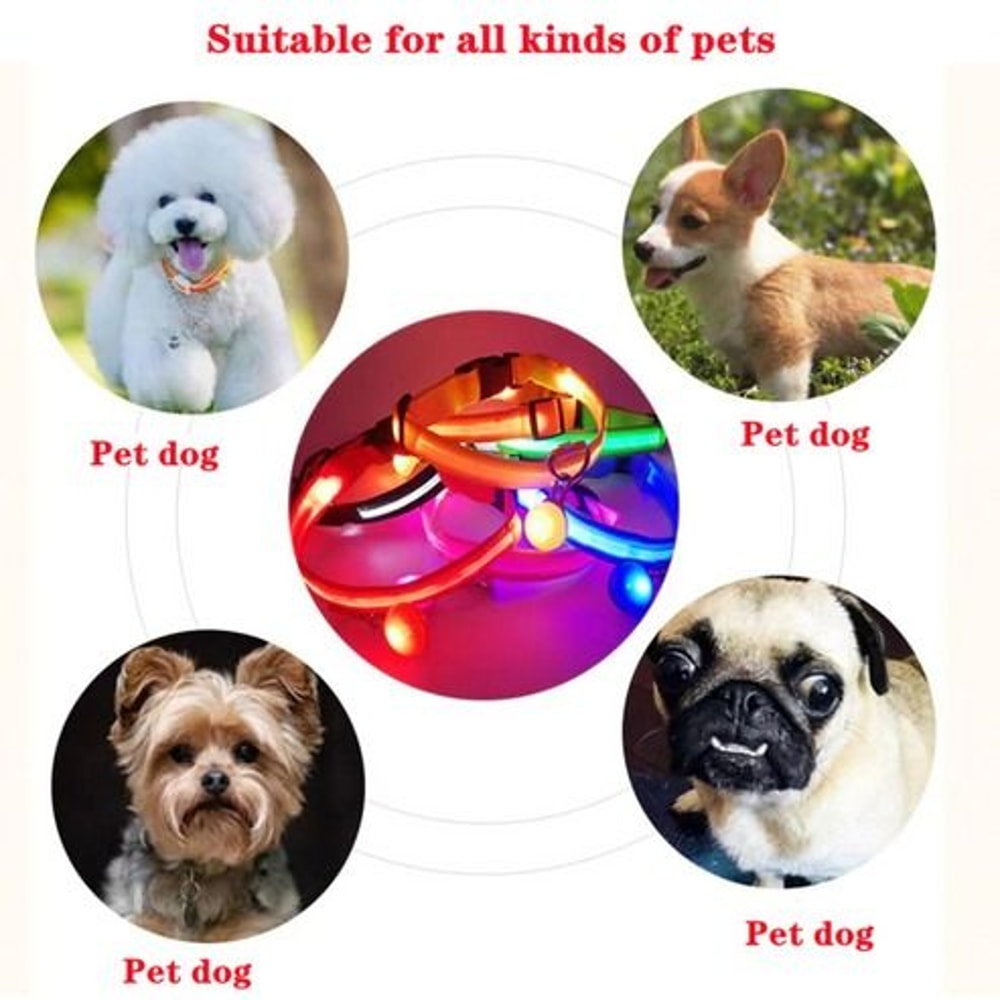 Waterproof LED Dog Collar Blinking Flashing Light Up Glow For Pets Adjustable Enhanced Safety At Ni 9