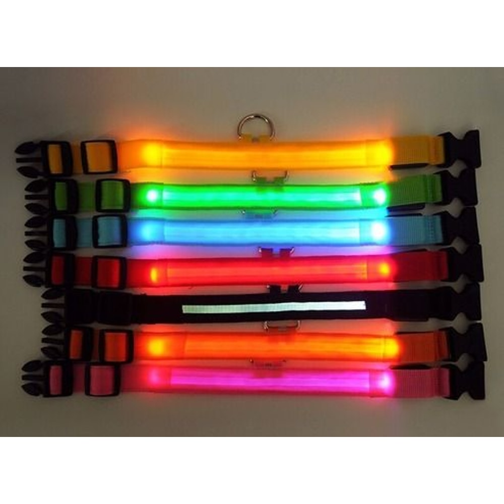 Waterproof LED Dog Collar Blinking Flashing Light Up Glow For Pets Adjustable Enhanced Safety At Ni 7