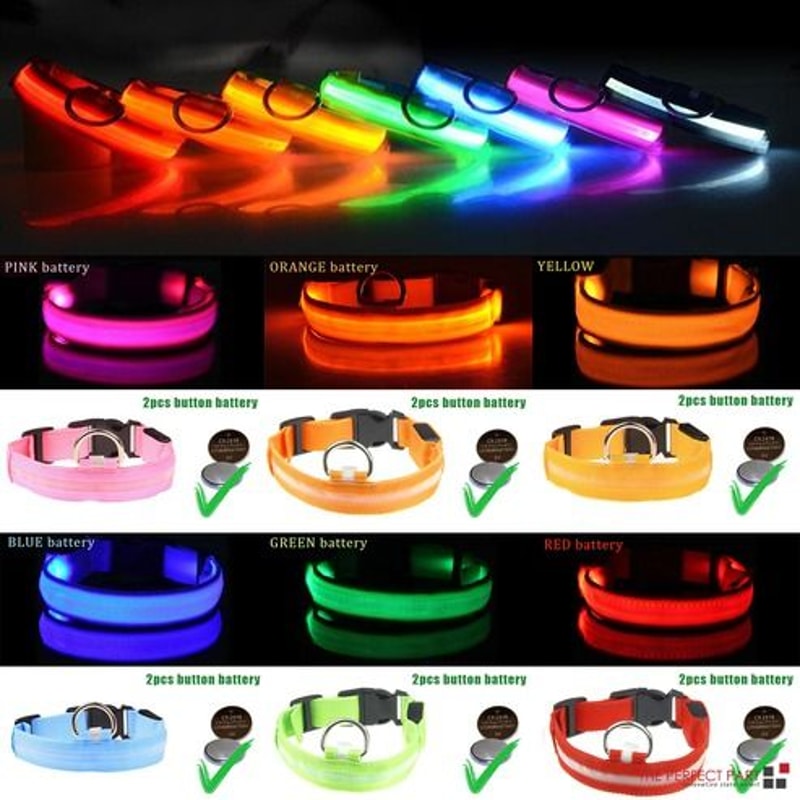 Waterproof LED Dog Collar Blinking Flashing Light Up Glow For Pets Adjustable Enhanced Safety At Ni 1