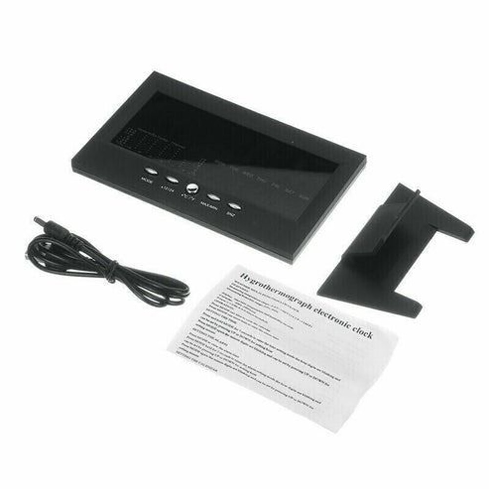 LED Digital Alarm Clock With Snooze Calendar Thermometer Hygrometer Weather Display Large Backlit 12