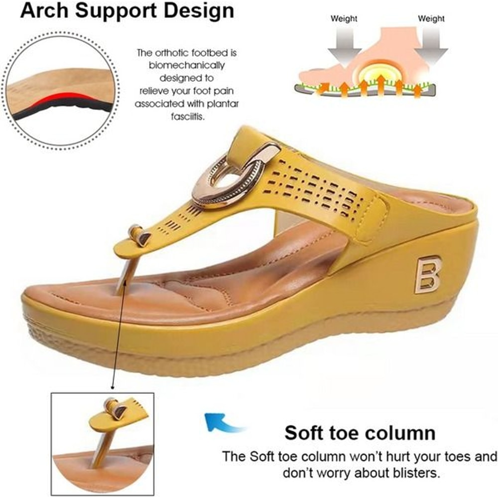LowWedge Women Orthopedic Sandals Ladies Casual Flat Shoes AntiSlip Flip Flops Comfortable Footwear 1