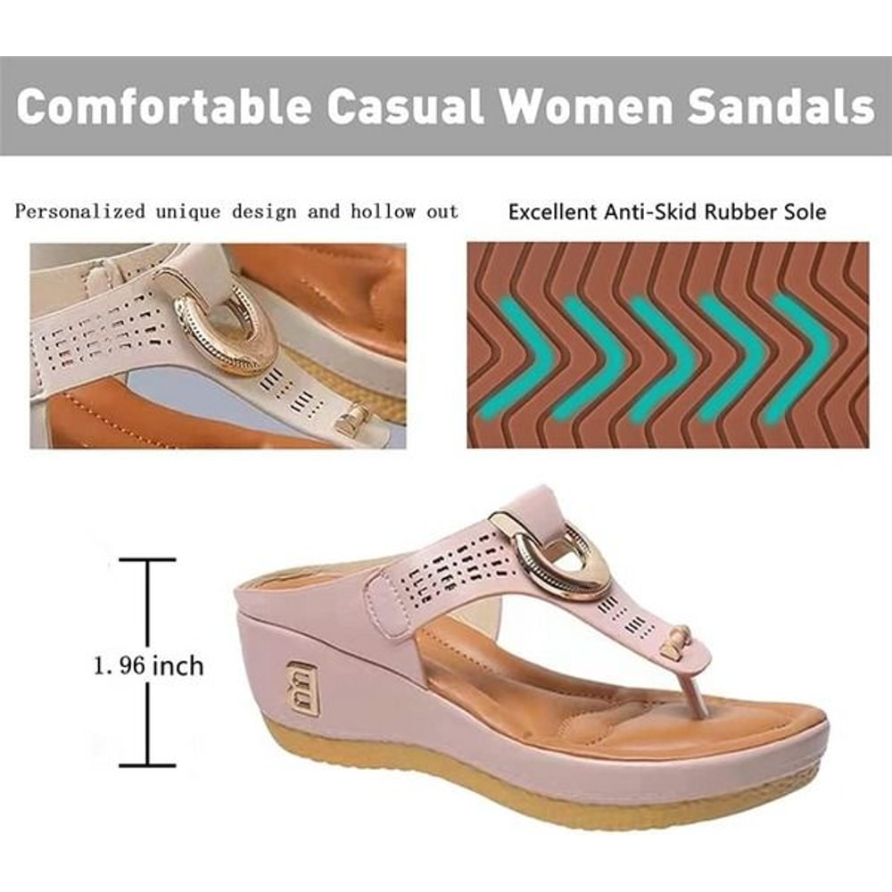 LowWedge Women Orthopedic Sandals Ladies Casual Flat Shoes AntiSlip Flip Flops Comfortable Footwear 2