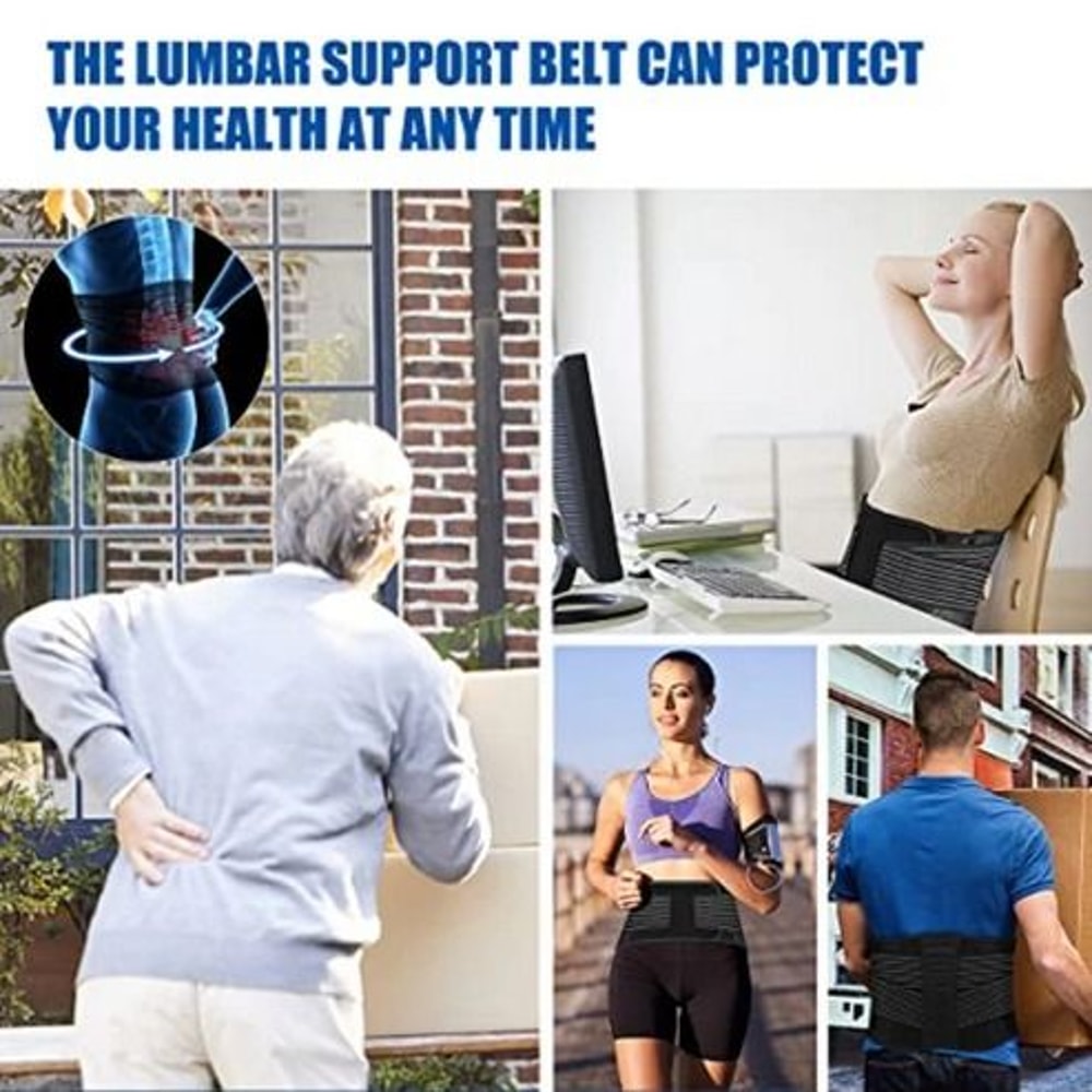 Adjustable Lower Back Support Brace Lumbar Waist Belt Double Pull Breathable Belt Relieve Pain And 7
