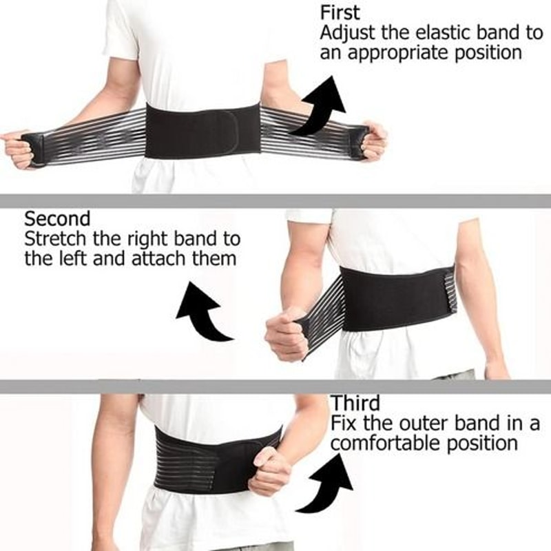 Adjustable Lower Back Support Brace Lumbar Waist Belt Double Pull Breathable Belt Relieve Pain And 15