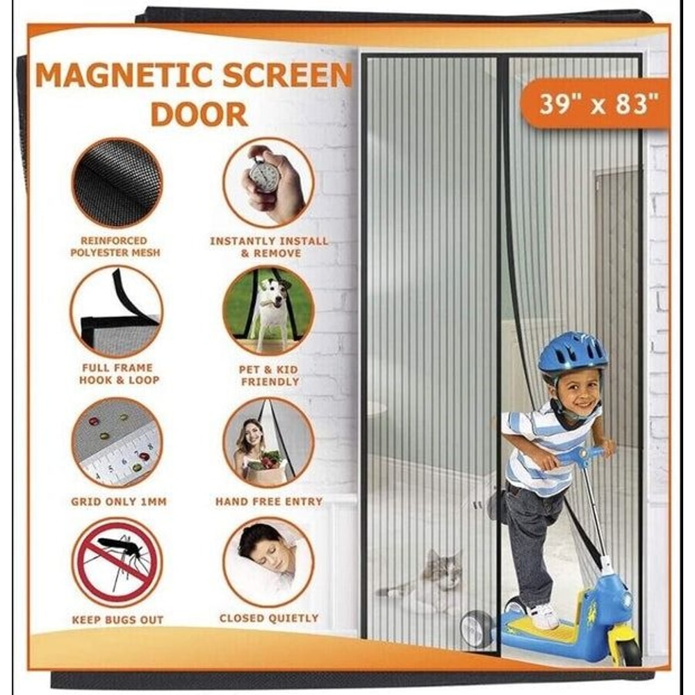 HandsFree Magnetic Screen Door Durable Mesh Curtain Heavy Duty Mosquito Net For Bug Protection 3
