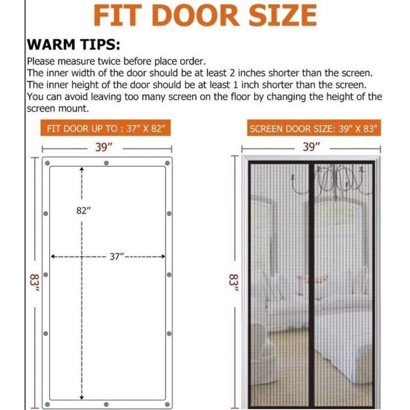 HandsFree Magnetic Screen Door Durable Mesh Curtain Heavy Duty Mosquito Net For Bug Protection 4