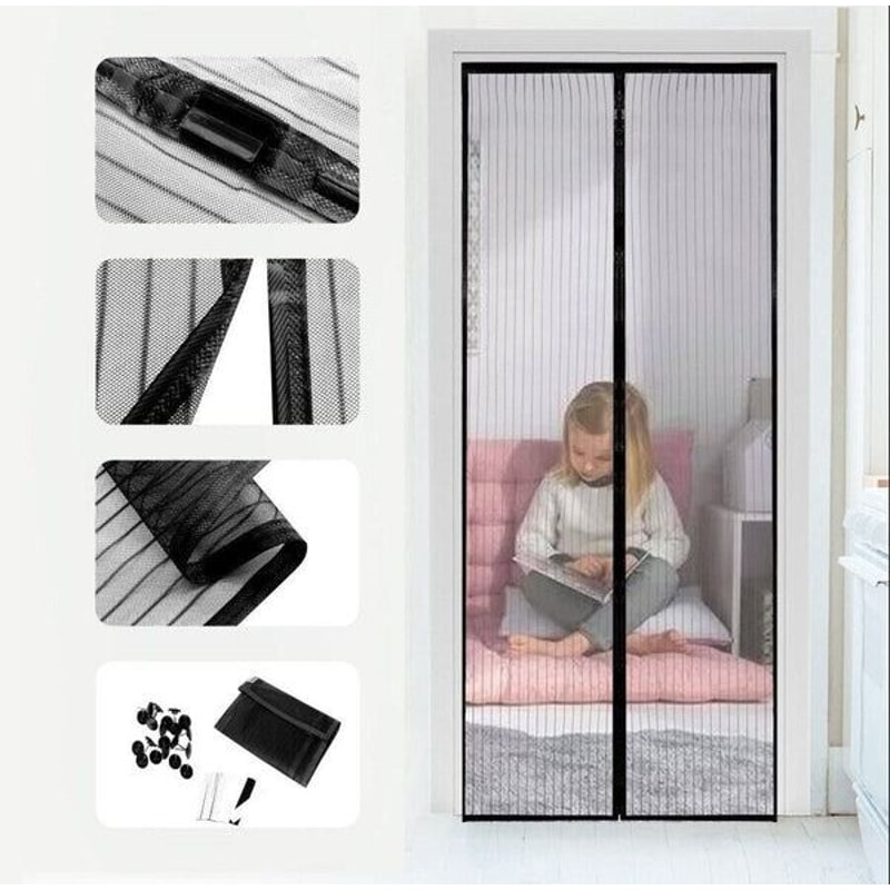 HandsFree Magnetic Screen Door Durable Mesh Curtain Heavy Duty Mosquito Net For Bug Protection 0